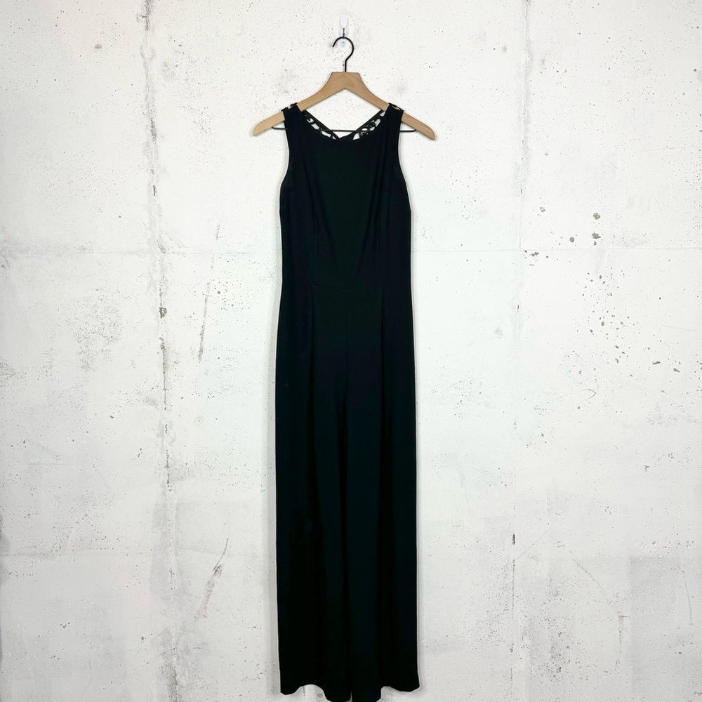 Laundry shelli segal high neck back crochet maxi gown dress size 8